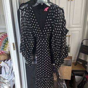 Betsey Johnson Black Dress with White Dots